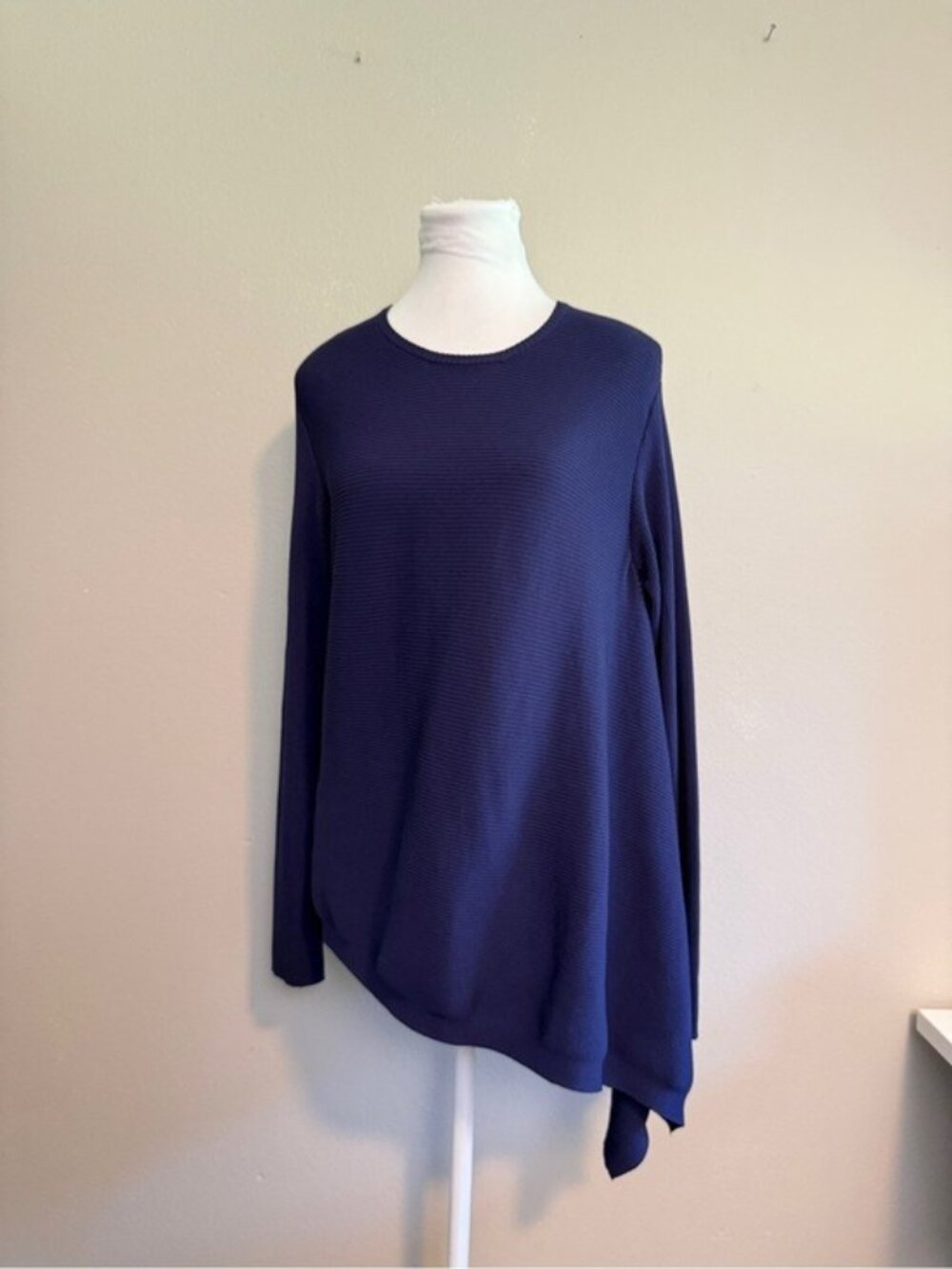 Derek Lam 10 Crosby x RTR Navy Blue Asymmetrical Knit Pullover Small